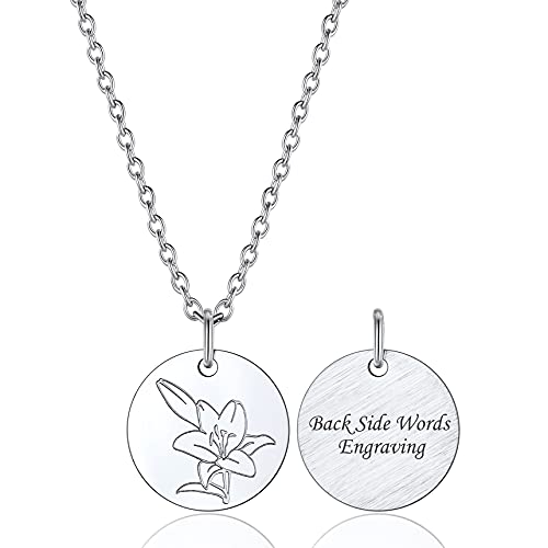 Bestyle Mai Geburtsmonat Halskette mit Geburtsblume Anhänger Lilie Personalisiertes Geburtstag Geschenk für Frauen Herren von Bestyle