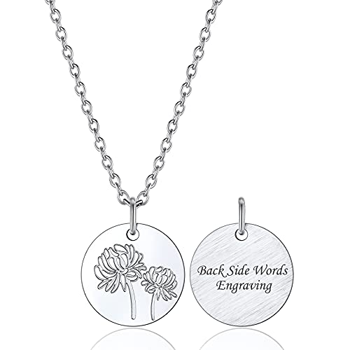 Bestyle November Geburtsmonat Halskette mit Geburtsblume Anhänger Chrysantheme Personalisiertes Geburtstag Geschenk für Frauen Herren von Bestyle