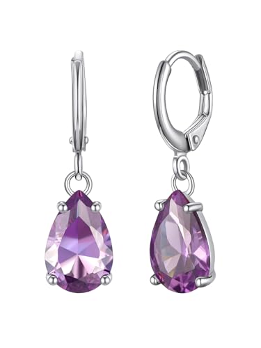 Bestyle Ohrringe Silber 925 Alexandrit birnenförmig Geburtssteine Juni Federklammer-Ohrbügel Elegant Exquisite von Bestyle