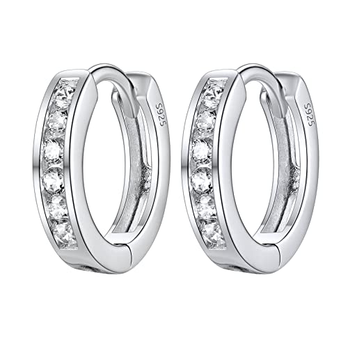 Bestyle Ohrringe für Damen 925 Sterling Silber Creolen mit AAA Weißer Zirkonia Klein Schlafen Kreolen Bestyle Ohrringe für Damen 925 Sterling Silber Creolen mit AAA Weißer Zirkonia Klein Schlafen Kreolen von Bestyle