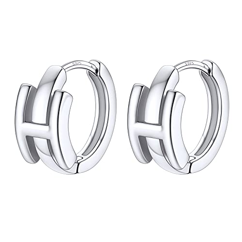 Bestyle Ohrringe für Damen mit Buchstabe H Huggie Hoop Initial Creolen Silber Damen Alphabete Ohr Piercing für Geburtstag Valentinstag Valentinstag von Bestyle