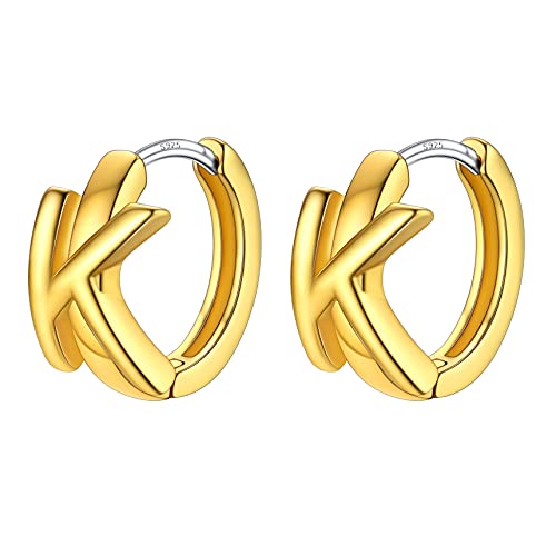 Bestyle Ohrringe für Damen mit Buchstabe K Huggie Hoop Initial Creolen Gold Damen Alphabete Ohr Piercing für Geburtstag Valentinstag Valentinstag von Bestyle