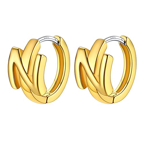Bestyle Ohrringe für Damen mit Buchstabe N Huggie Hoop Initial Creolen Gold Damen Alphabete Ohr Piercing für Geburtstag Valentinstag Valentinstag von Bestyle