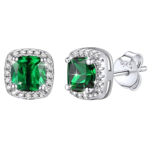 Bestyle Ohrstecker Silber 925 Damen Smaragd Stein Mai Geschenk für Mama Freundin Valentinstag Muttertags von Bestyle