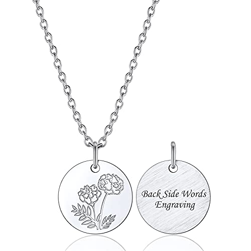 Bestyle Oktober Geburtsmonat Halskette mit Geburtsblume Anhänger Ringelblume Personalisiertes Geburtstag Geschenk für Frauen Herren von Bestyle