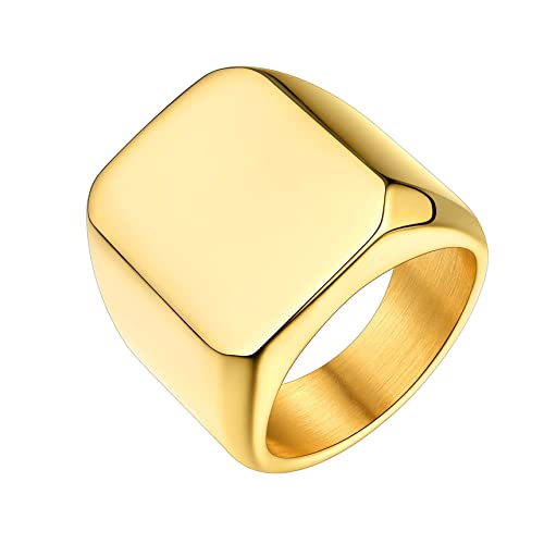 Bestyle Quadrat-ring Herren Siegelring Gravur Personalisiert Initialenring Mädchenring Hip Hop Ring Signetring Gold 59 von Bestyle
