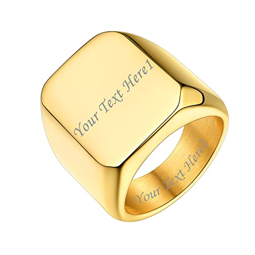 Bestyle Quadrat-ring Herren Siegelring Gravur Personalisiert Initialenring Mädchenring Hip Hop Ring Signetring Gold 59 von Bestyle