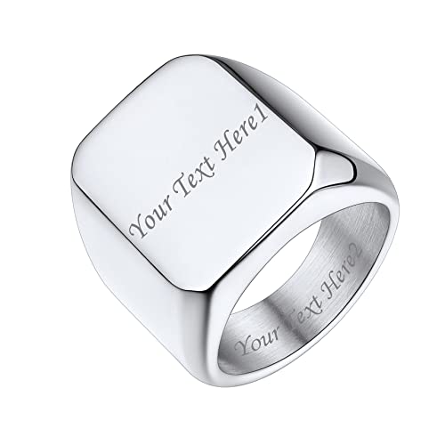 Bestyle Quadrat-ring Herren Siegelring Gravur Personalisiert Initialenring Mädchenring Hip Hop Ring Signetring Silber 54 von Bestyle