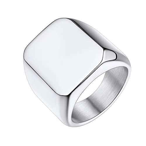 Bestyle Quadrat-ring Herren Siegelring Gravur Personalisiert Initialenring Mädchenring Hip Hop Ring Signetring Silber 57 von Bestyle