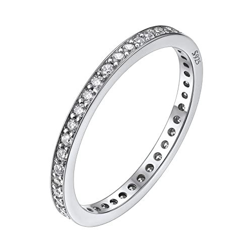 Bestyle Ring Damen 925 Sterlingsilber mit Zirkonia Damenring Ewigkeitsring Kristall Ring Geschenk für Ehefrau Größe 49 von Bestyle