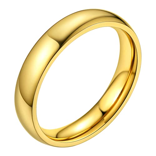 Bestyle Goldring Herren Damen Partnerringe Edelstahl 4mm Verlobungsring Paar Ehering Trauring Freundschaftsringe Ringgröße 64 Geschenk für Geburtstag Weihnachten von Bestyle