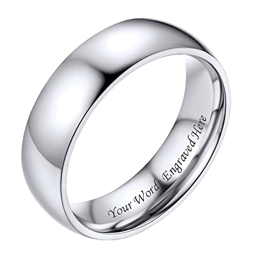 Bestyle Ring Damen Herren Edelstahl Verlobungsringe mit Gravur 6mm Ehering Partnerringe Größe 59 Silber Personalisiertes Geschenk für Geburtstag Weihnachten Valentinstag von Bestyle