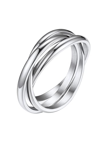 Bestyle 3er Ring Edelstahl Wickelring Damen Rolling Rings Fingerring Ehering Verlobungsring Ring Für Frauen Silber 54.4(17.3) von Bestyle