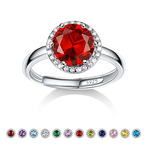 Bestyle Damen Ring Silber 925 mit Rubin Edelstein Verstellbarer Verlobungsring Mondstein Schmuck Steine Echt Geschenk für Geburtstage von Bestyle