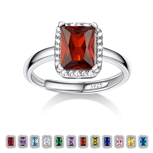 Bestyle Ring Silber 925 Frauen Bling Mondstein Juli Damenring Verstellbar Fingerring mit Rubin Roter Heilstein Modeschmuck für Mädchen von Bestyle