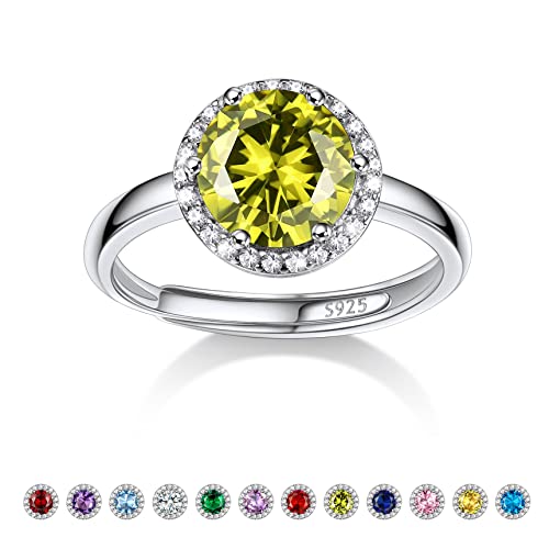 Bestyle Frauen Mondstein Ring Peridot Modeschmuck Ring Silber 925 Blau Stein Verstellbarer Damenring Kristall Verlobungsring von Bestyle