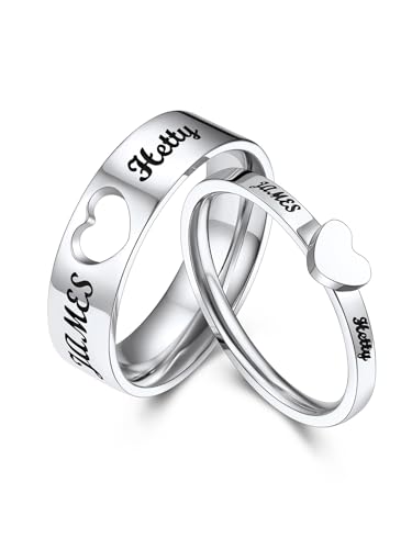 Bestyle Ring Paar Herz Männer Frauen Edelstahl I Love You Paar/Liebhaber Ewigkeit Verlobungsring mit Gravur Matching Rings Partner Personalisierter Schmuck, Silber von Bestyle
