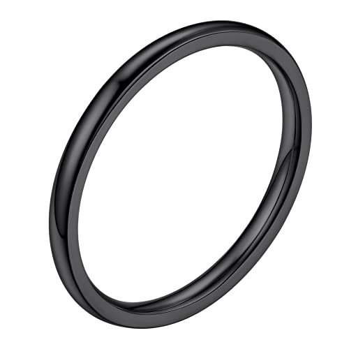 Bestyle Ring Schwarz Herren 2mm Partnerring Edelstahl Damen Frauen Verlobungsringe Ehering Hochzeitsringe Ringgröße 62 Modeschmuck für Geburtstag Weihnachten von Bestyle