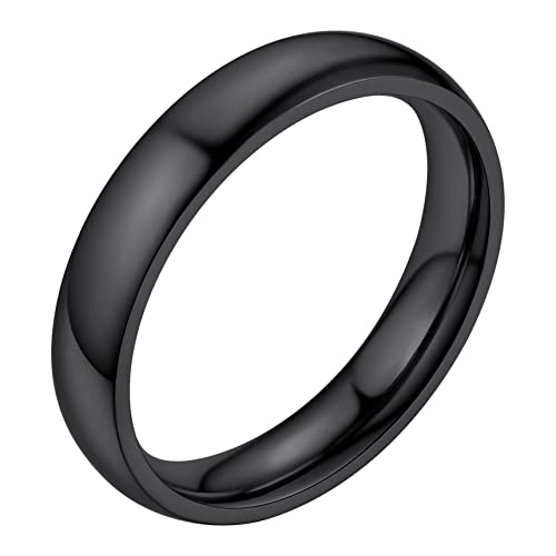 Bestyle Ring Schwarz Herren 4mm Partnerring Edelstahl Damen Frauen Verlobungsringe Ehering Hochzeitsringe Ringgröße 54 Modeschmuck für Geburtstag Weihnachten von Bestyle