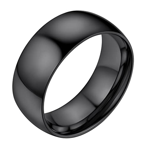 Bestyle Ring Schwarz Herren 8mm Partnerring Edelstahl Damen Frauen Verlobungsringe Ehering Hochzeitsringe Ringgröße 64 Modeschmuck für Geburtstag Weihnachten von Bestyle