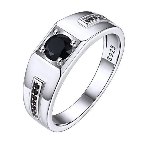 Bestyle Ringe Herren Billige Verlobungsring Silber 925 Damen AAA+ Zirkonia Ehering Partnerringe Kristall Ring Antragsring Edelsteinen Schwarz 54 von Bestyle