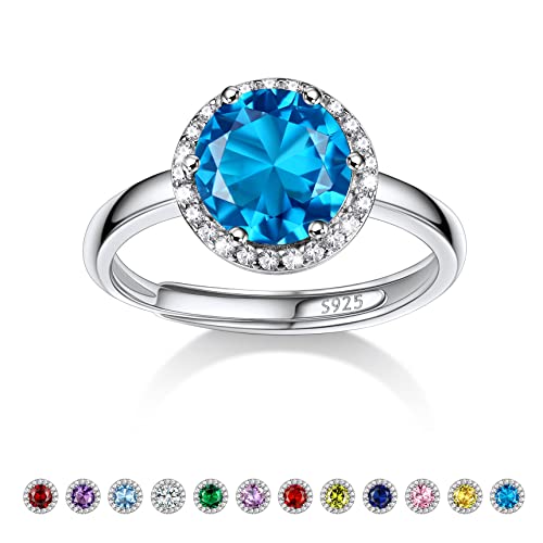 Bestyle Runder Zirkonia Ringe für Damen Geburtsstein Dezember Fingerring Verstellbarer Blauer Topas Verlobungsring Silber 925 Mädchen Bling Modeschmuck Bestyle Runder Zirkonia Ringe für Damen Geburtsstein Dezember Fingerring Verstellbarer Blauer Topas Verlobungsring Silber 925 Mädchen Bling Modeschmuck von Bestyle