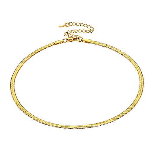 Bestyle Schlangenkette Choker Damen Edelstahl Necklace Women Flach Kette Snake Kette, Länge 38-47cm, Breite 3mm, Gold Bestyle Schlangenkette Choker Damen Edelstahl Necklace Women Flach Kette Snake Kette, Länge 38-47cm, Breite 3mm, Gold von Bestyle