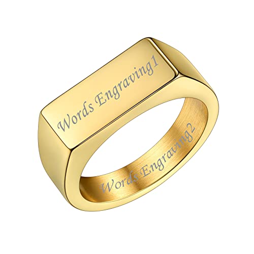 Bestyle Siegelring Gravur Bandring Herren Signetring Frauen Personalisierte Mädchenring Hip Hop Ring Gold 65 von Bestyle