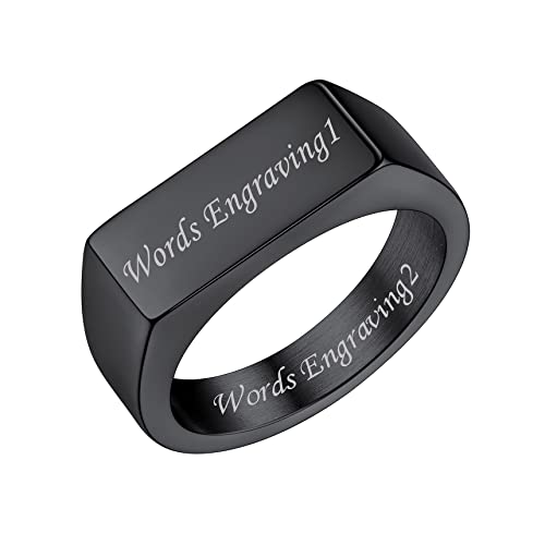 Bestyle Siegelring Gravur Bandring Herren Signetring Frauen Personalisierte Mädchenring Hip Hop Ring Schwarz 54 von Bestyle
