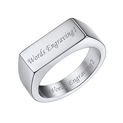 Bestyle Siegelring Gravur Bandring Herren Signetring Frauen Personalisierte Mädchenring Hip Hop Ring Silber 54 von Bestyle