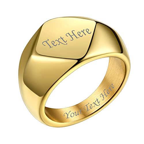 Bestyle Siegelring Personalisiert Edelstahl Erinnerungsgeschenk Bandring Herren Signetring Modeschmuck für Damen Fingerring Hip Hop Ring Gold 71 von Bestyle