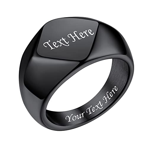 Bestyle Siegelring Personalisiert Edelstahl Erinnerungsgeschenk Bandring Herren Signetring Modeschmuck für Damen Fingerring Hip Hop Ring Schwarz 67 von Bestyle