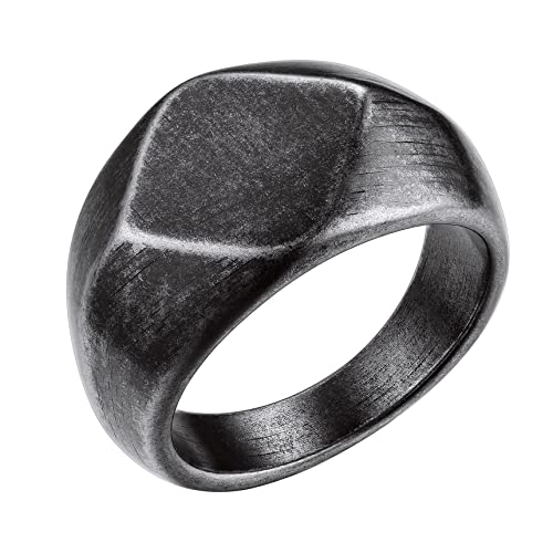 Bestyle Siegelring Personalisiert Edelstahl Erinnerungsgeschenk Bandring Herren Signetring Modeschmuck für Damen Fingerring Hip Hop Ring Vintage Grau 54 von Bestyle