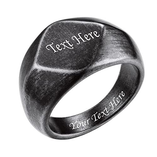 Bestyle Siegelring Personalisiert Edelstahl Erinnerungsgeschenk Bandring Herren Signetring Modeschmuck für Damen Fingerring Hip Hop Ring Vintage Grau 62 von Bestyle