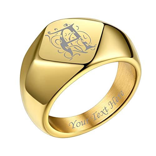 Bestyle Signetring Damenring Siegelring Herren Buchstabe Erinnerungsgeschenk ring mit Anfangsbuchstaben Mädchenring Hip Hop Ring Gold 62 von Bestyle