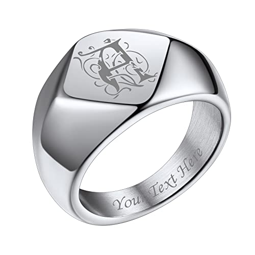 Bestyle Signetring Damenring Siegelring Herren Buchstabe Erinnerungsgeschenk ring mit Anfangsbuchstaben Mädchenring Hip Hop Ring Silber 67 von Bestyle