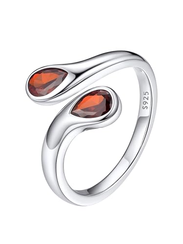 Bestyle Silberring Damen 925 Silber Offen Verstellbare Ring Roter Stein Einfacher Ring Teardrop Chunky Rings Silver Frauen Stressring mit Geburtsstein Rubin Bestyle Silberring Damen 925 Silber Offen Verstellbare Ring Roter Stein Einfacher Ring Teardrop Chunky Rings Silver Frauen Stressring mit Geburtsstein Rubin von Bestyle