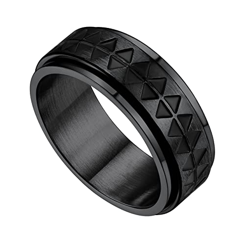 Bestyle Spinnerring Herren Fingerring zum drehen Hip Pop Ring Men Edelstahl Schwarz von Bestyle