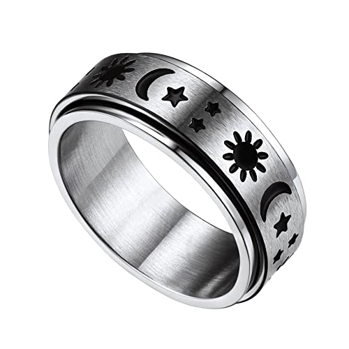 Bestyle Spinnerring Herren Fingerring zum drehen Hip Pop Ring Men Edelstahl Silber von Bestyle