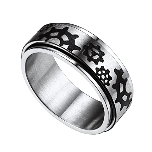 Bestyle Spinnerring Herren Fingerring zum drehen Hip Pop Ring Men Edelstahl Silber von Bestyle