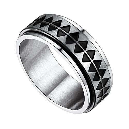 Bestyle Spinnerring Herren Fingerring zum drehen Hip Pop Ring Men Edelstahl Silber von Bestyle