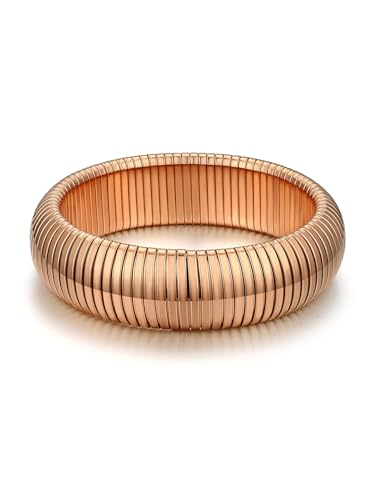 Bestyle Stretch-Armband Edelstahl Elastisches Schlangenketten-Armband, Einfaches Modisches Stapelarmband für Frauen Teenager, Rosegold, Breite 2CM Bestyle Stretch-Armband Edelstahl Elastisches Schlangenketten-Armband, Einfaches Modisches Stapelarmband für Frauen Teenager, Rosegold, Breite 2CM von Bestyle