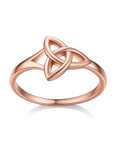 Bestyle Triquetra Trinität Toe Ring Sterling Silber S925 Einfache Verlobungsring Ehering Antragsring Trauring Keltischer Schmuck Accessoire Roségold 62 von Bestyle