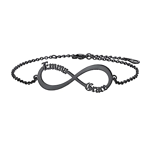 Bestyle Unendlichkeitszeichen Fußkettchen Edelstahl Frauen Namen Fußkette Silber Individuelles Fußschmuck Mädchen Knöchelkette Sommer Barfuß Strand Fußband Verstellbar 22-27cm Schwarz von Bestyle