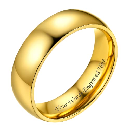 Bestyle Verlobungsring Gold Ehering Edelstahl Freundschaftsringe 6mm Partnerringe mit Gravur Personalisiertes Geschenk für Männer Frauen Paar 67 von Bestyle