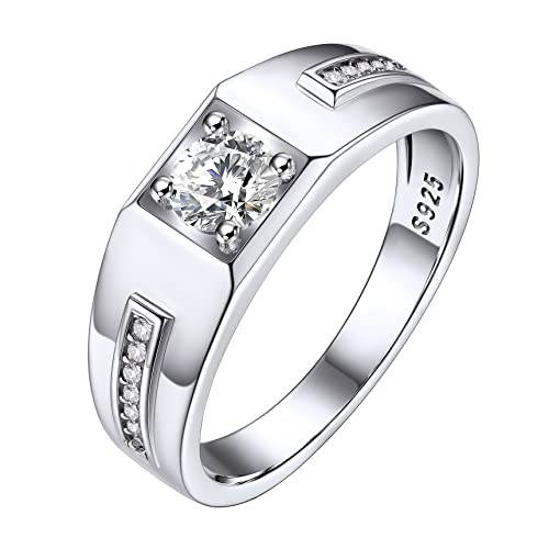Bestyle Verlobungsring Herren Ringe Silber 925 Damen Ehering Partnerring Trauring Vorsteckring Kristall Ring mit Gravur Weiß 70 von Bestyle