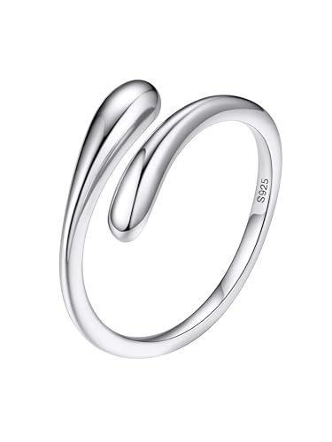 Bestyle Verstellbare Ringe Damen 925 Silber Tröpfchenring, Offen Daumenring Einfacher Ring Teardrop Chunky Rings Silver Frauen Stressring Weißgold Bestyle Verstellbare Ringe Damen 925 Silber Tröpfchenring, Offen Daumenring Einfacher Ring Teardrop Chunky Rings Silver Frauen Stressring Weißgold von Bestyle
