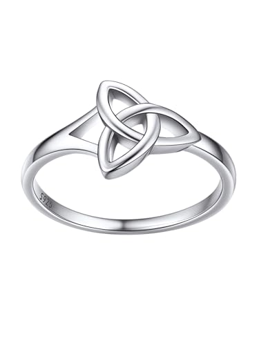 Bestyle Weißgold Triquetra Knot Fingerring Toe Ehering Verlorbungsring Trauring Silber 925 Traditionellen Keltischen Liebesknoten Ring Damen Schmuck Accessoire Ringgröße 57 von Bestyle
