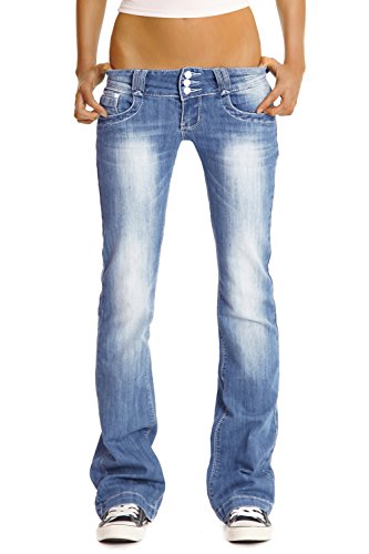 BE STYLED Damen Jeans Hosen, Low Rise Hüftjeans, Bootcut Jeanshosen j97y S von BE STYLED