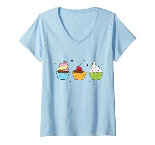 Damen Cupcakes Backen Cupcakes Süß Cupcakes Bäcker T-Shirt mit V-Ausschnitt Damen Cupcakes Backen Cupcakes Süß Cupcakes Bäcker T-Shirt mit V-Ausschnitt von Besuche The Baking Gift Store